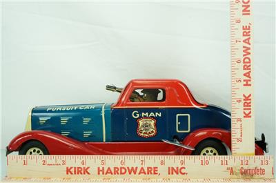 VINTAGE LOUIS MARX G - MAN PURSUIT TIN WINDUP TOY CAR — PA Toys of Times  Past